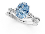 White gold Fancy Blue Oval  Cut Diamond Twisted Band with Pavé Setting and Four-Prong Setting_20