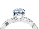 White gold Fancy Blue Oval  Cut Diamond Twisted Band with Pavé Setting and Four-Prong Setting_24