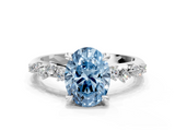 White gold Fancy Blue Oval  Cut Diamond Vine Band with Four-Prong Setting_71