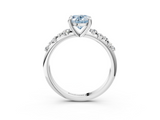 White gold Fancy Blue Oval  Cut Diamond Vine Band with Four-Prong Setting_74