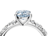 White gold Fancy Blue Oval  Cut Diamond Vine Band with Four-Prong Setting_75