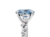 White gold Fancy Blue Oval  Cut Diamond Vine Band with Four-Prong Setting_76