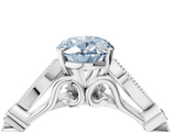 White gold Fancy Blue Oval  Cut Diamond with Milgrain Marquise and Bezel Accents on a Solitaire Band with Prong Setting_212