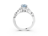White gold Fancy Blue Oval  Cut Diamond with Milgrain Marquise and Bezel Accents on a Solitaire Band with Prong Setting_215