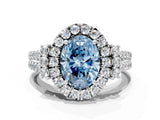 White gold Fancy Blue Oval  Cut Double Halo Diamond Engagement Ring with Pave Band and Four-Prong Setting_38