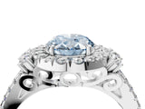 White gold Fancy Blue Oval  Cut Double Halo Diamond Engagement Ring with Pave Band and Four-Prong Setting_42