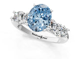 White gold Fancy Blue Oval  Cut Five-Stone Prong Set Diamond Ring with Classic Band_33