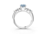 White gold Fancy Blue Oval  Cut Five-Stone Prong Set Diamond Ring with Classic Band_35