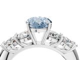 White gold Fancy Blue Oval  Cut Five-Stone Prong Set Diamond Ring with Classic Band_36