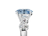 White gold Fancy Blue Oval  Cut Five-Stone Prong Set Diamond Ring with Classic Band_37