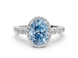 White gold Fancy Blue Oval  Cut Halo Diamond Engagement Ring with Pave Band and Four-Prong Setting_28