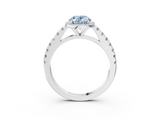 White gold Fancy Blue Oval  Cut Halo Diamond Engagement Ring with Pave Band and Four-Prong Setting_31