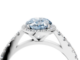 White gold Fancy Blue Oval  Cut Halo Diamond Engagement Ring with Pave Band and Four-Prong Setting_32
