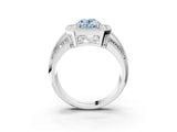 White gold Fancy Blue Oval Cut Halo Diamond Engagement Ring with Pave Split Shank and Four-Prong Setting_3