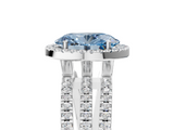White gold Fancy Blue Oval  Cut Halo Diamond Engagement Ring with Split Shank and Four-Prong Setting_25