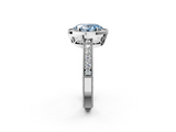 White gold Fancy Blue Oval  Cut Halo Diamond Pave Band Ring with Four-Prong Setting_27
