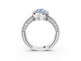 White gold Fancy Blue Oval  Cut Halo Diamond Pave Band Ring with Four-Prong Setting_28