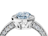 White gold Fancy Blue Oval  Cut Halo Diamond Pave Band Ring with Four-Prong Setting_29