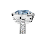 White gold Fancy Blue Oval  Cut Halo Diamond Pave Band Ring with Four-Prong Setting_30