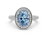 White gold Fancy Blue Oval  Cut Halo Diamond Pave Band with Four-Prong Setting_37