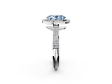 White gold Fancy Blue Oval  Cut Halo Diamond Pave Band with Four-Prong Setting_39