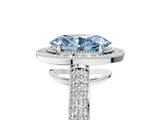White gold Fancy Blue Oval  Cut Halo Diamond Pave Band with Four-Prong Setting_42