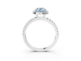White gold Fancy Blue Oval Cut Halo Diamond Pave Band with Prong Setting_15