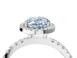 White gold Fancy Blue Oval Cut Halo Diamond Pave Band with Prong Setting_16