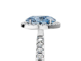 White gold Fancy Blue Oval Cut Halo Diamond Pave Band with Prong Setting_17