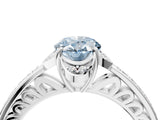 White gold Fancy Blue Oval  Cut Halo Diamond Ring with Channel Set Band and Four-Prong Setting_36