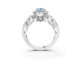 White gold Fancy Blue Oval Cut Halo Diamond Ring with Milgrain and Bezel Accents on a Split Shank Band_15
