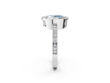 White gold Fancy Blue Oval  Cut Halo Diamond Ring with Pavé Band and Milgrain Prong Setting_34
