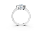 White gold Fancy Blue Oval  Cut Halo Diamond Ring with Pavé Band and Milgrain Prong Setting_35