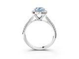 White gold Fancy Blue Oval Cut Halo Diamond Ring with Pavé Band_27