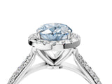 White gold Fancy Blue Oval Cut Halo Diamond Ring with Pavé Band_28