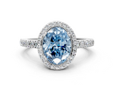 White gold Fancy Blue Oval  Cut Halo Diamond Ring with Pave Band and Four-Prong Setting_22