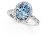 White gold Fancy Blue Oval  Cut Halo Diamond Ring with Pave Band and Four-Prong Setting_24