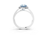White gold Fancy Blue Oval Cut Halo Diamond Ring with Solitaire Band and Prong Setting_3