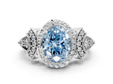 White gold Fancy Blue Oval Cut Halo Diamond Split Shank Engagement Ring with Four-Prong Setting_12