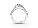 White gold Fancy Blue Oval Cut Halo Pavé Diamond Engagement Ring with Split Shank and Four-Prong Setting_6