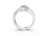White gold Fancy Blue Oval  Cut Halo Pave Band Four-Prong Ring_84