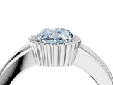 White gold Fancy Blue Oval  Cut Halo Pave Band Four-Prong Ring_85
