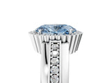 White gold Fancy Blue Oval  Cut Halo Pave Band Four-Prong Ring_86