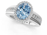White gold Fancy Blue Oval  Cut Halo Pave Band Four-Prong Ring_90