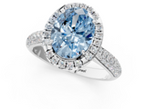 White gold Fancy Blue Oval  Cut Halo Pave Band Four-Prong Setting Ring_38