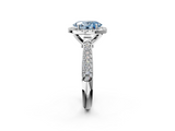 White gold Fancy Blue Oval  Cut Halo Pave Band Four-Prong Setting Ring_39