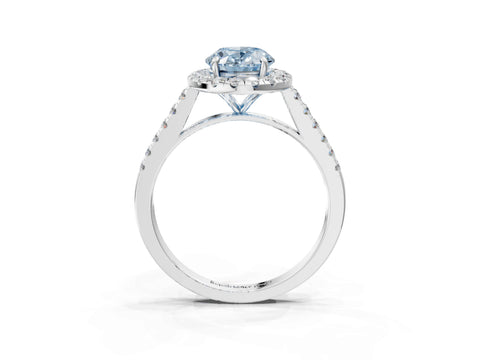 White gold Fancy Blue Oval Cut Halo Pave Diamond Engagement Ring with Four-Prong Setting_3