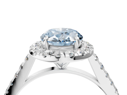 White gold Fancy Blue Oval Cut Halo Pave Diamond Engagement Ring with Four-Prong Setting_4