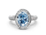 White gold Fancy Blue Oval  Cut Halo Pave Split Shank Prong Setting Ring_32