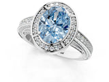 White gold Fancy Blue Oval  Cut Halo Pave Split Shank Prong Setting Ring_33
